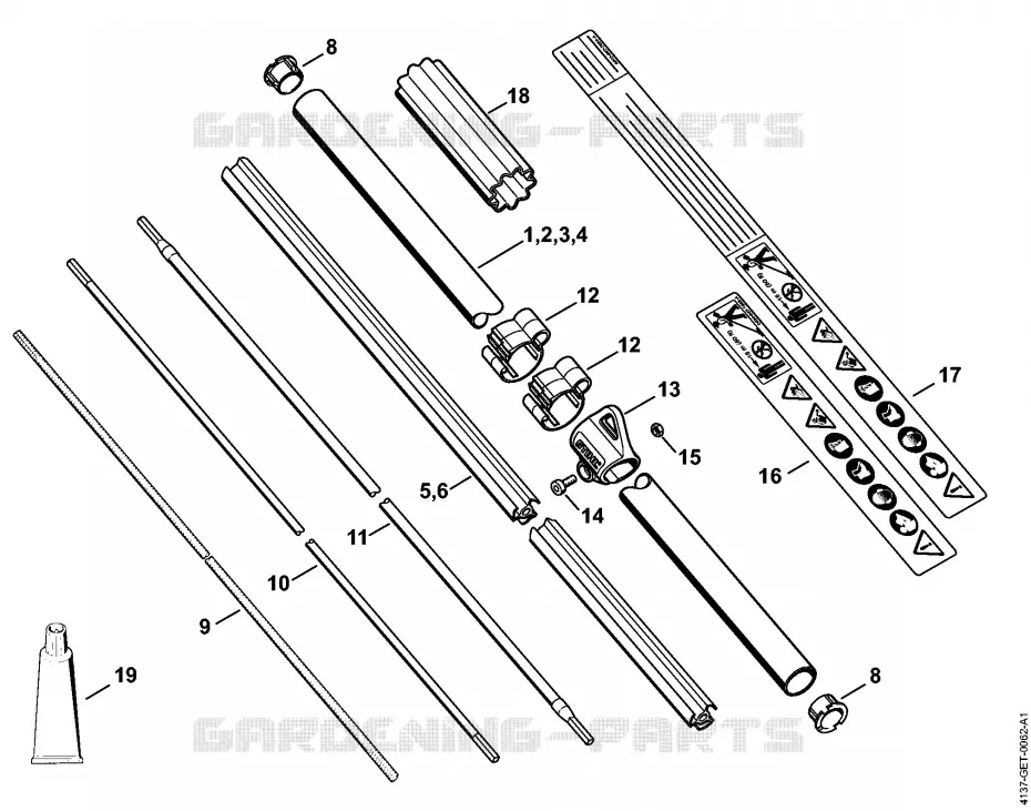 Tube complet FS 80, 80 R, 85, 85 R, 85 RX Stihl Coupe-bordures et Débroussailleuses Coupe-bordures et Débroussailleuses Débroussailleuses thermiques légères FS 85  FS 85