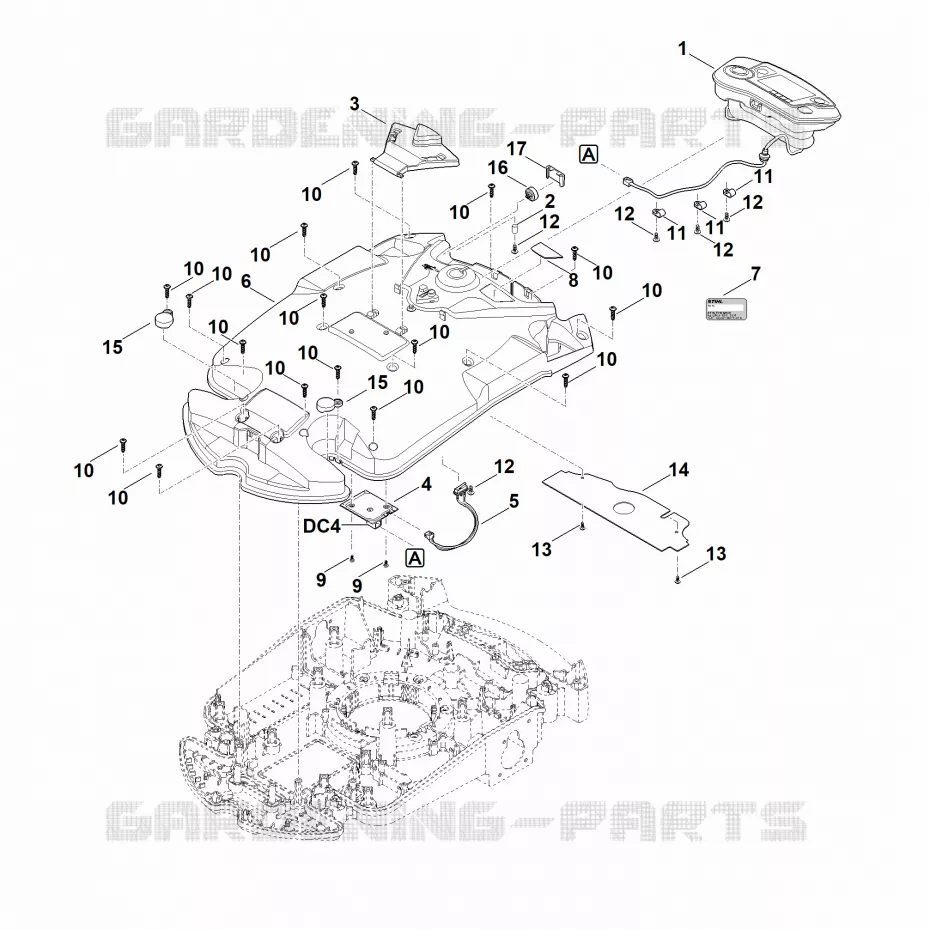B - Carter supérieur Stihl Robots de tontes Robots de tontes RMI RMI 632.1 PC  RMI 632.1 PC
