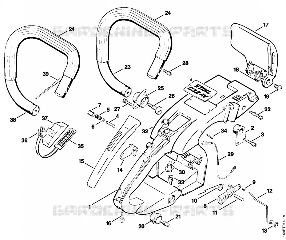 Cadre de poignée Stihl Tronçonneuses Tronçonneuses Tronçonneuses thermiques 032 AVQ  032 AVQ